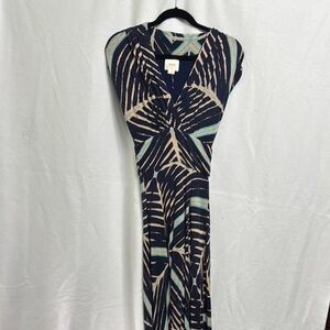 Anthropologie Black and White Sleeveless V-Neck Sheath Maxi Dress